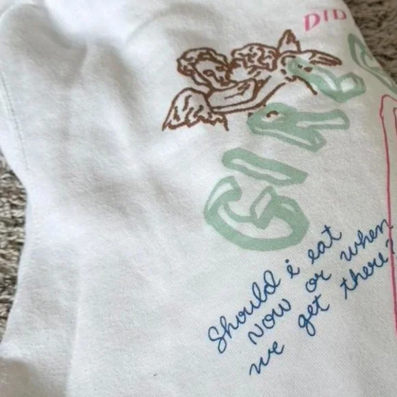 Lonely Ghost Girl Gang white graphic Hoodie Sweatshirt Womens Size Large - Picture 5 of 5